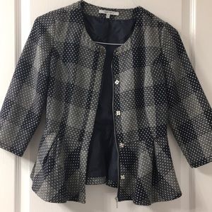 Peplum waist blue plaid jacket